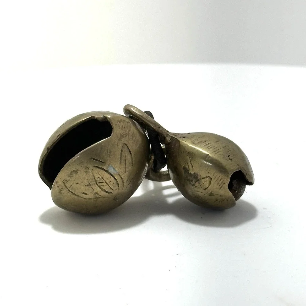 2 Pc Antique Brass Handcrafted Fine Quality Small Unique Cow Bells Shakers